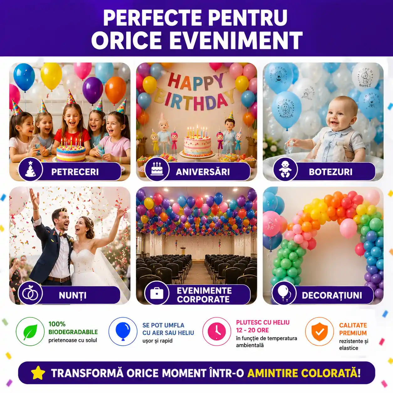 Mai multe baloane, mai multă distracție! – Set 100 Baloane Colorate pentru Petreceri, 45 cm