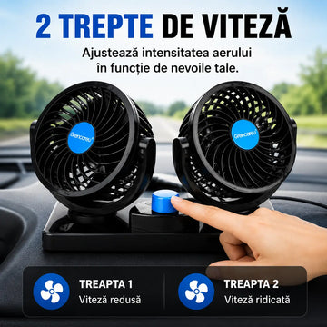 Transformă orice drum într-o călătorie confortabilă – Ventilator Auto Dublu 12V cu Rotire 360°
