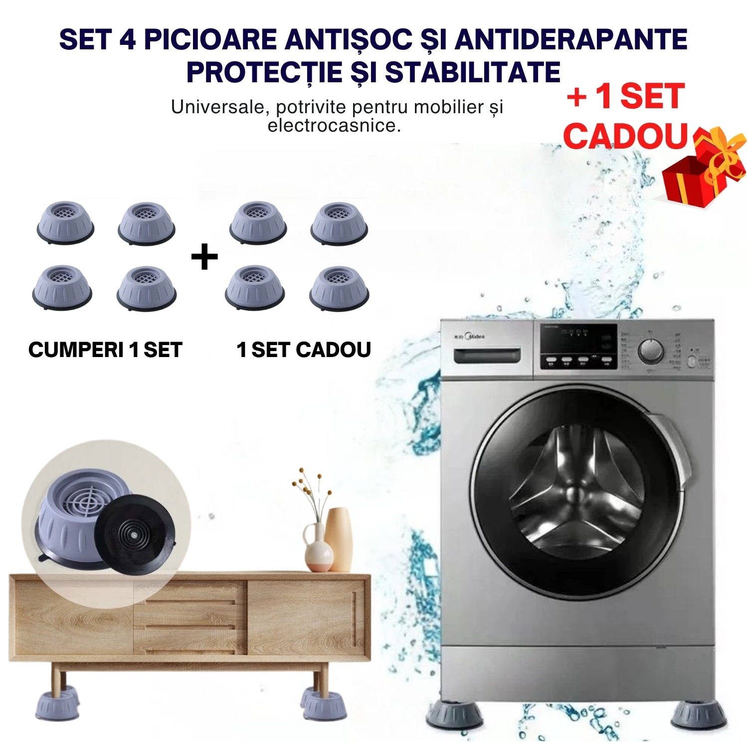 SET 4 PICIOARE ANTIDERAPANTE ȘI ANTIȘOC  1+1 GRATIS