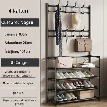 Cuier Modern cu 4 Rafturi pentru Încălțăminte și Depozitare