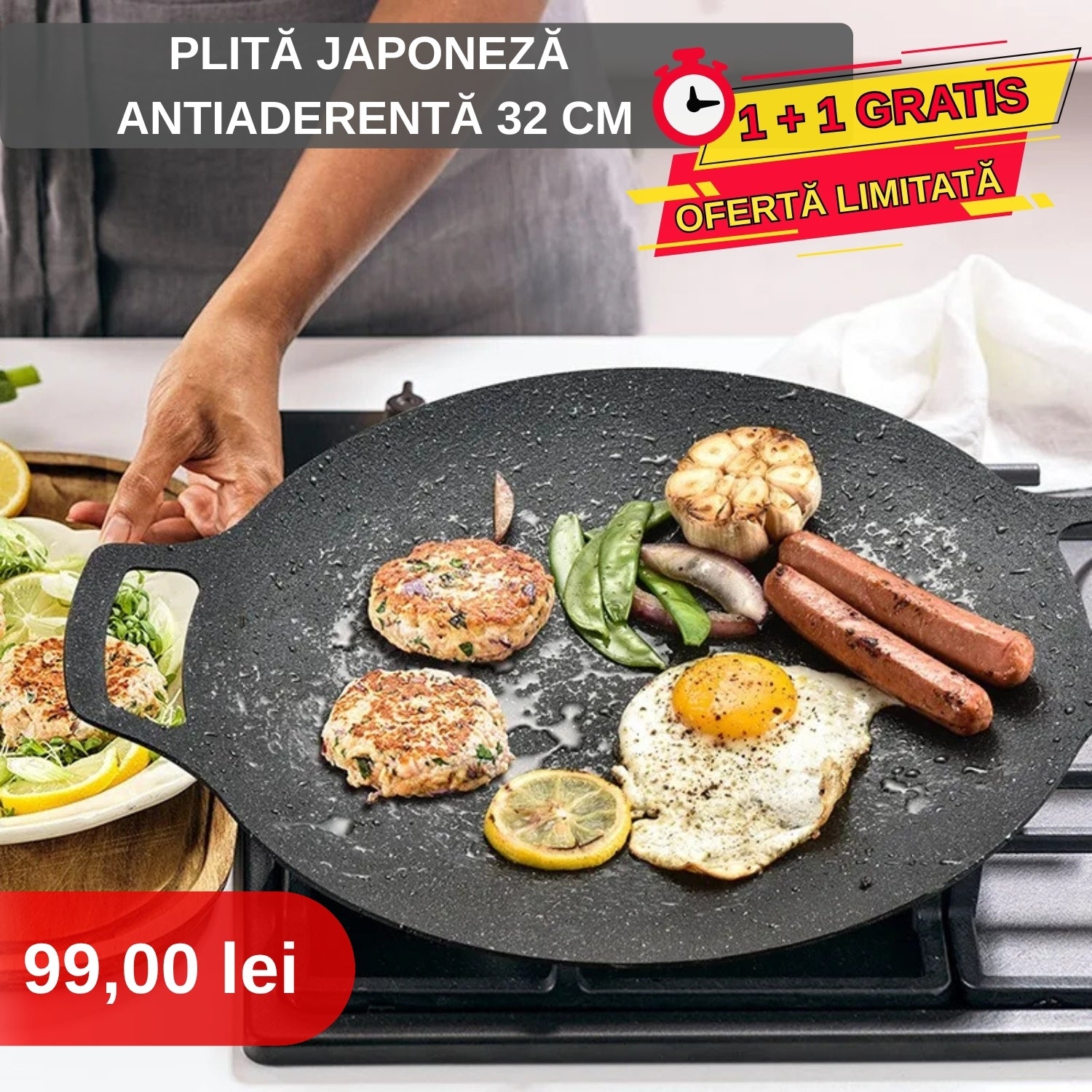 1 + 1 GRATIS!!! Plită Japoneză Antiaderentă 32 CM