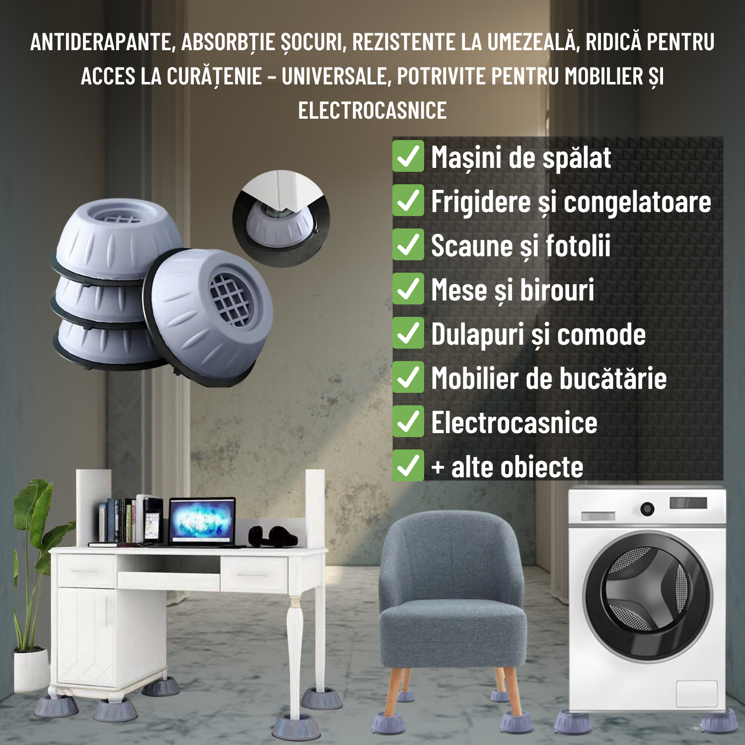 SET 4 PICIOARE ANTIDERAPANTE ȘI ANTIȘOC  1+1 GRATIS
