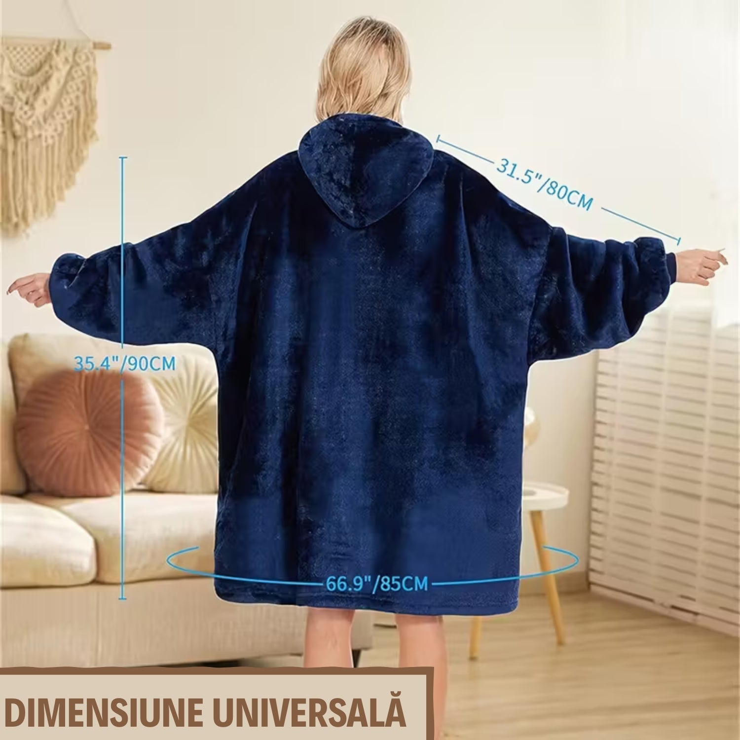 Hanorac Cocolino Tip Pătură - Mărime Universală, GRI/ROȘU/NEGRU/ALBASTRU