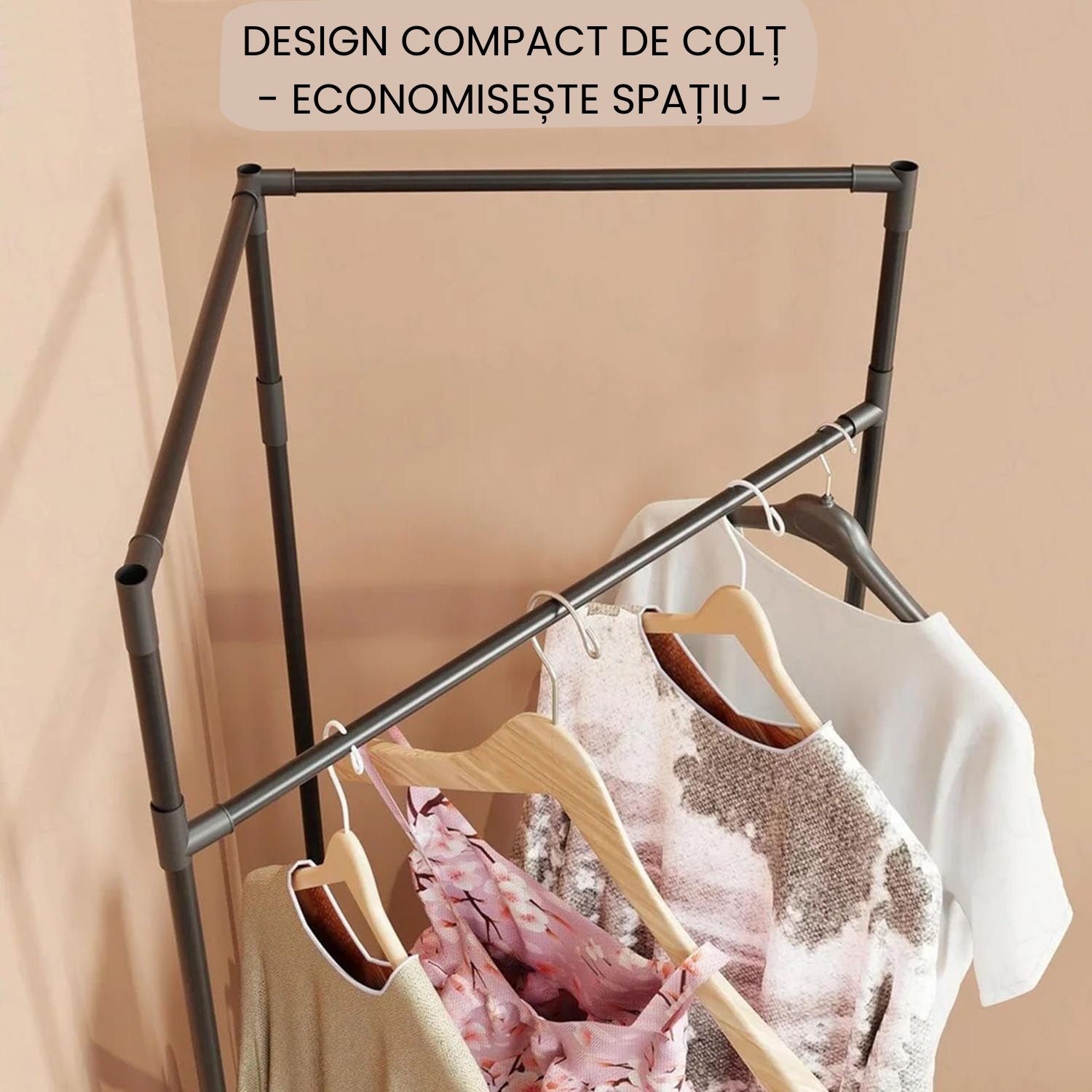 Raft de Colț pentru Haine cu 2 Etaje + CADOU SURPRIZĂ