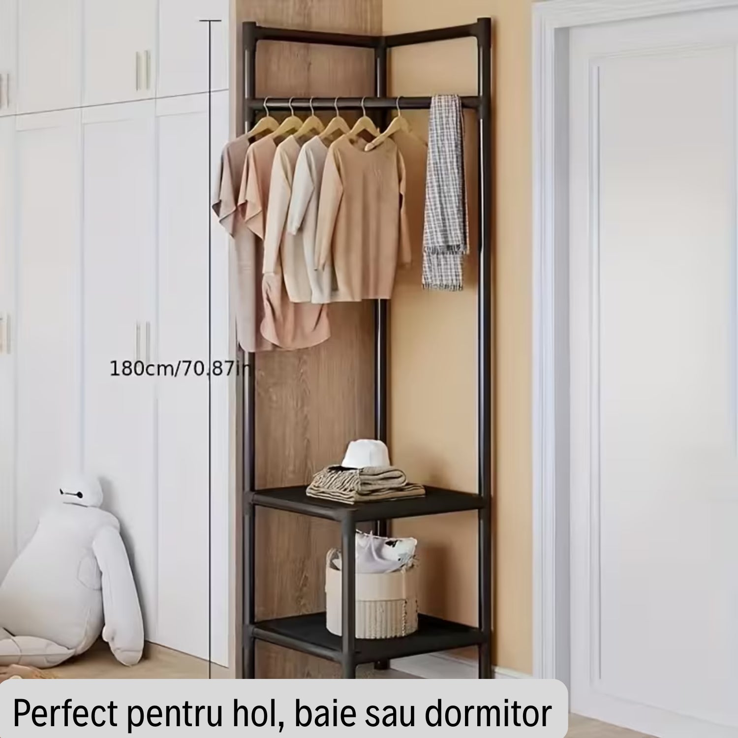 Raft de Colț pentru Haine cu 2 Etaje + CADOU SURPRIZĂ