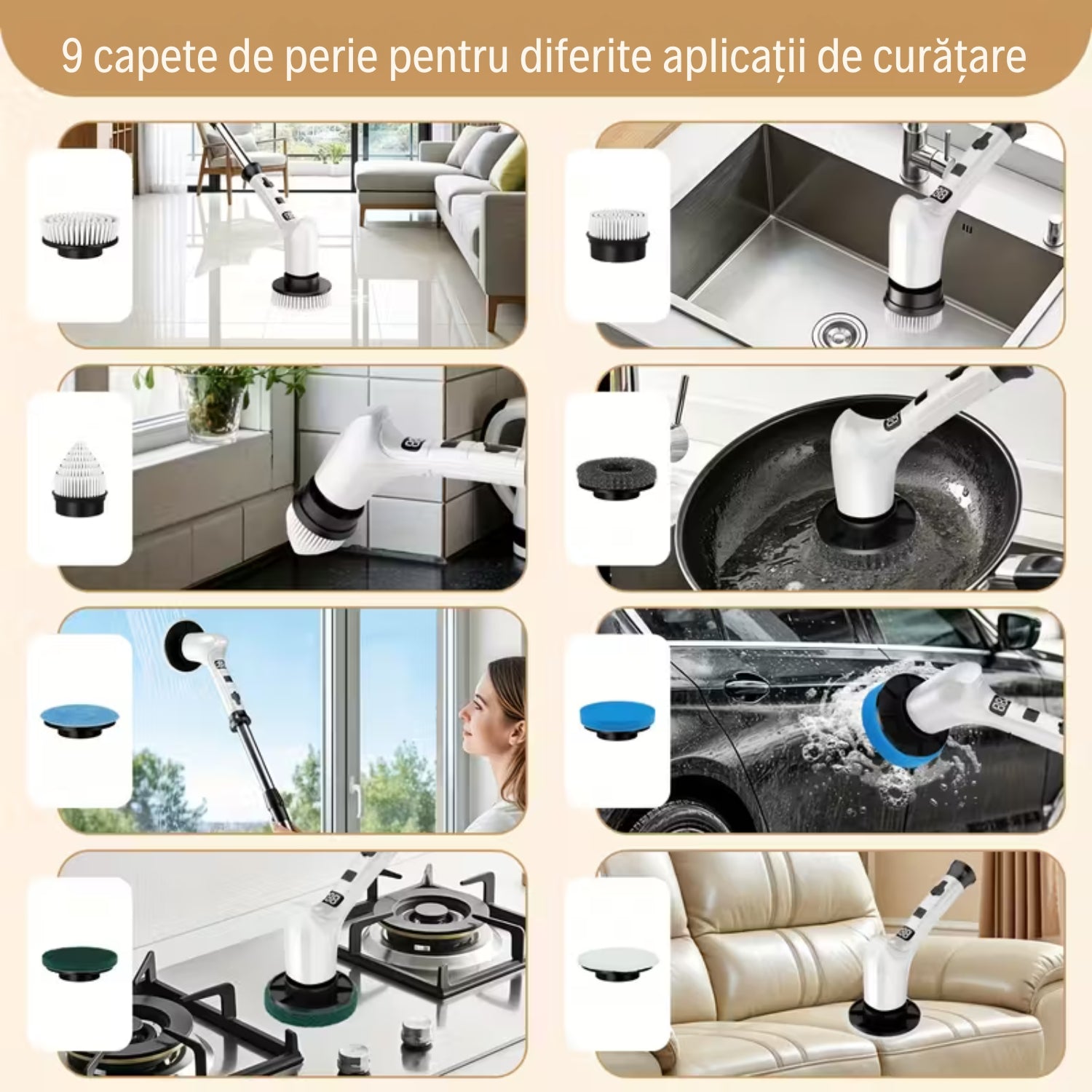 Perie Electrică Rotativă pentru Curățenie 9 în 1 - Rapid și eficient