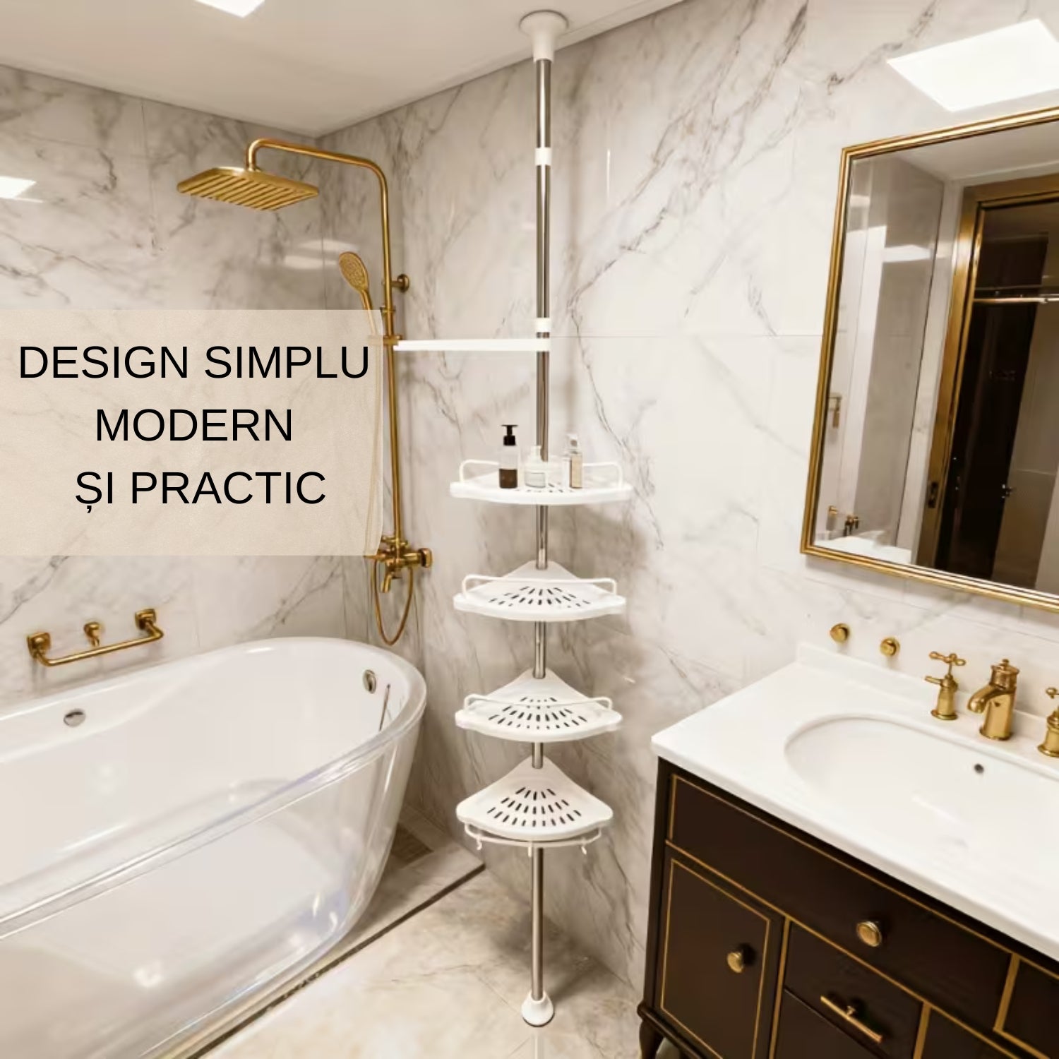 COLȚAR CU 4 RAFTURI REGLABILE PLUS ÎNĂLȚIME REGLABILĂ 95 - 300 CM