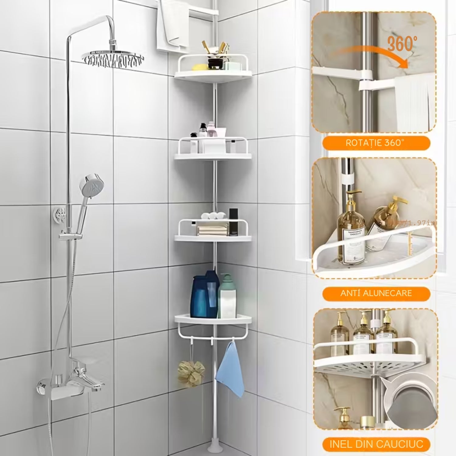 COLȚAR CU 4 RAFTURI REGLABILE PLUS ÎNĂLȚIME REGLABILĂ 95 - 300 CM