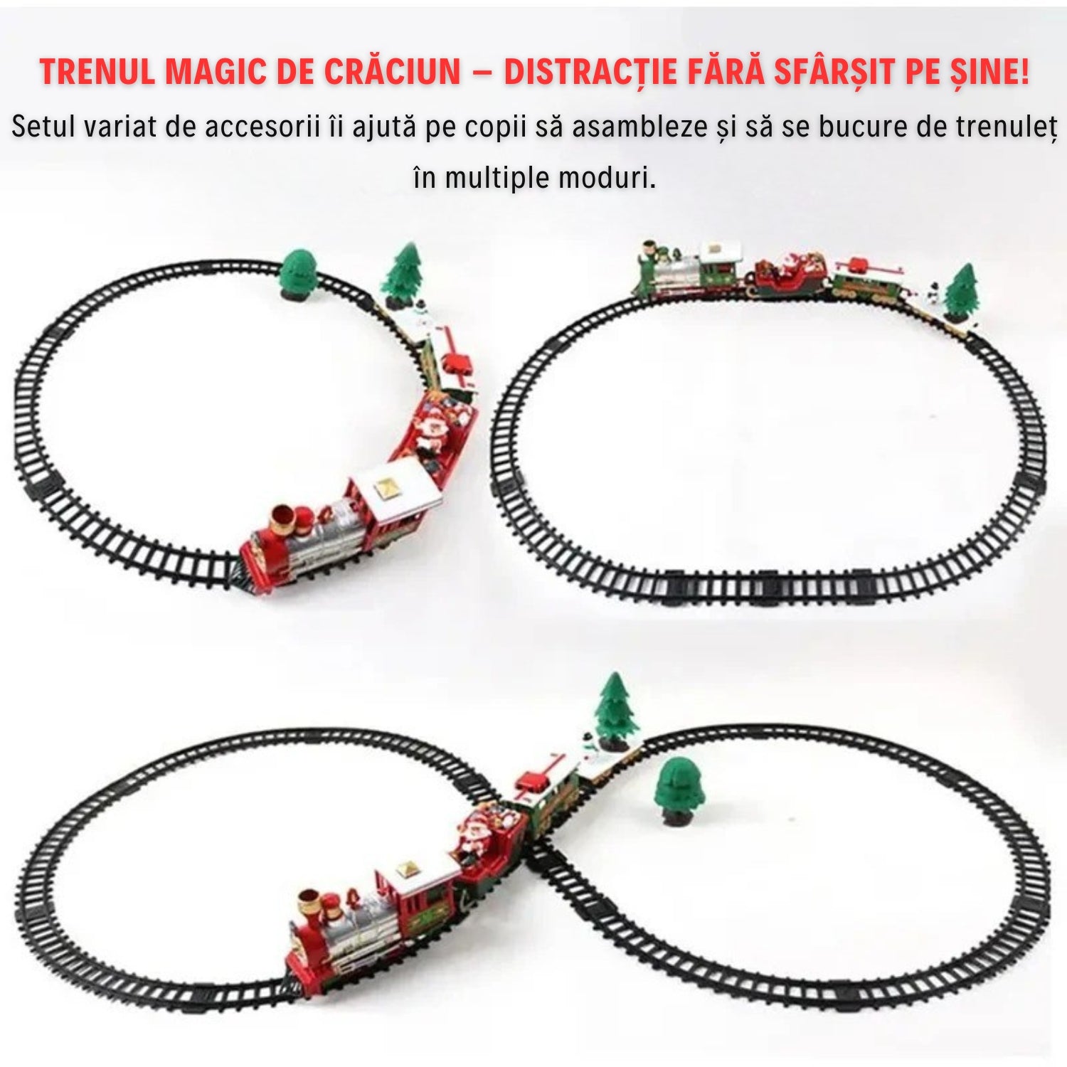 Trenuleț Electric pentru Bradul de Crăciun cu Lumini și Sunet