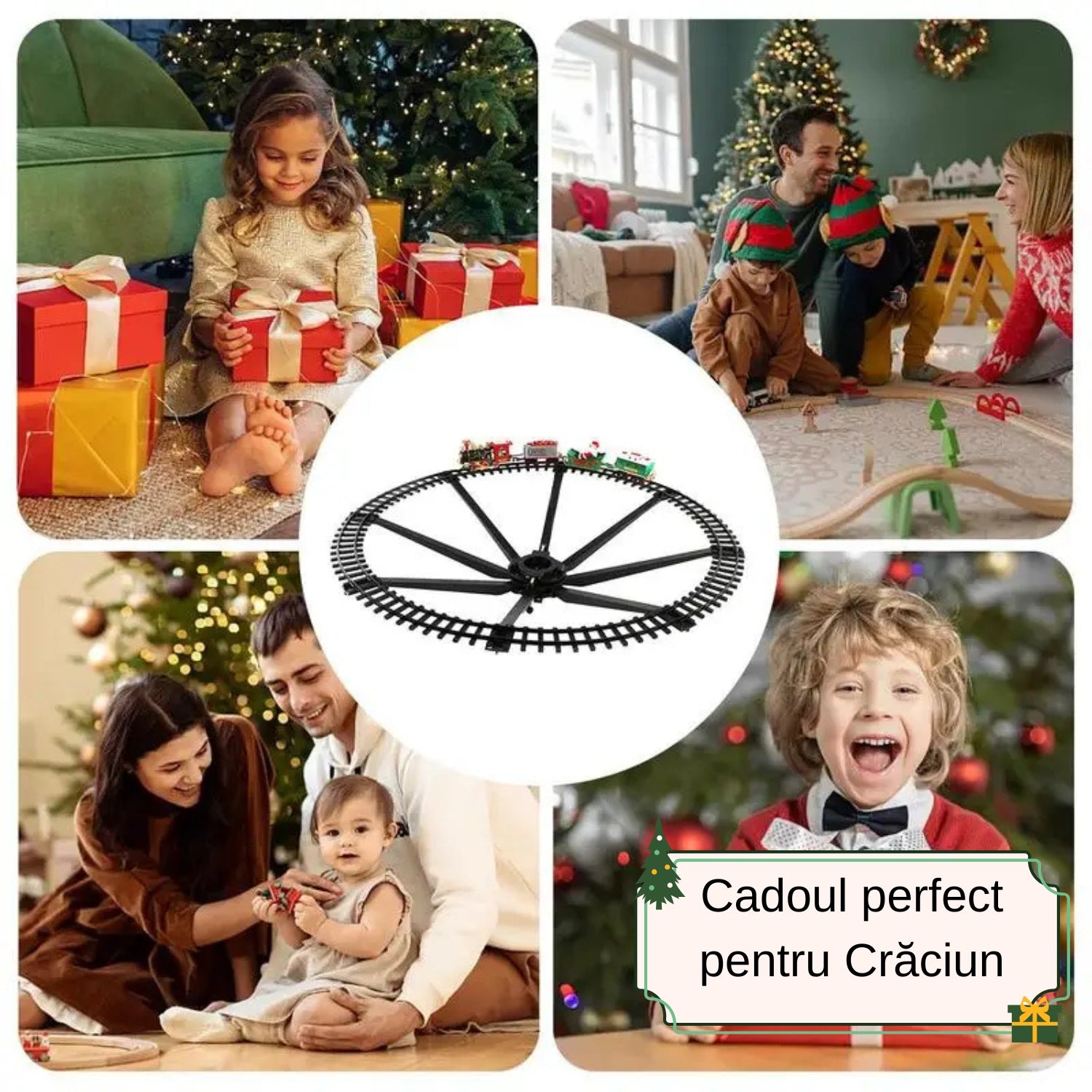 Trenuleț Electric pentru Bradul de Crăciun cu Lumini și Sunet