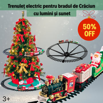 Trenuleț Electric pentru Bradul de Crăciun cu Lumini și Sunet