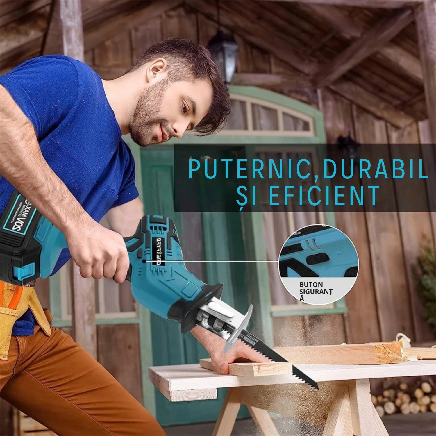 Fierăstrău Sabie cu 2 Acumulatori 48V și Încărcător + 4 Lame CADOU OKBOONS