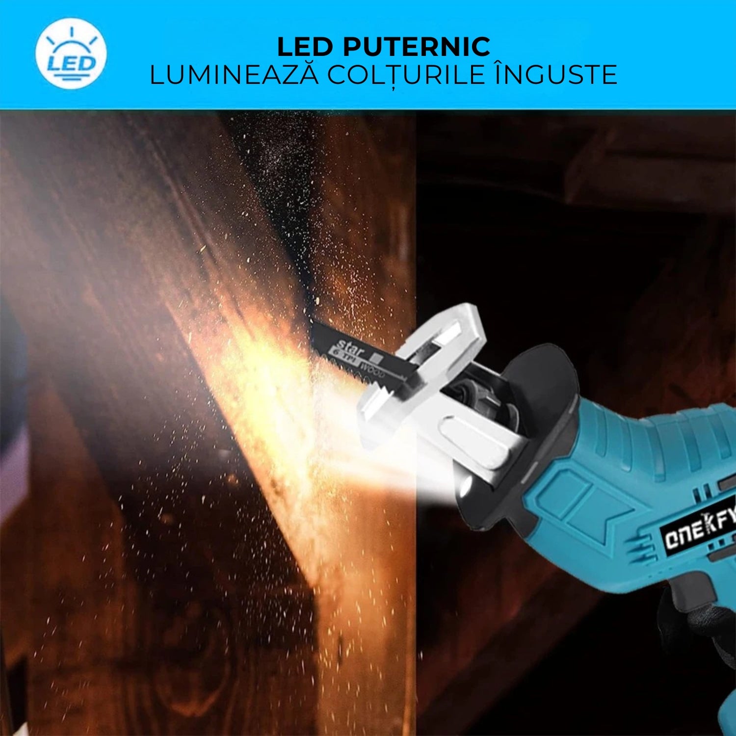 Fierăstrău Sabie cu 2 Acumulatori 48V și Încărcător + 4 Lame CADOU OKBOONS