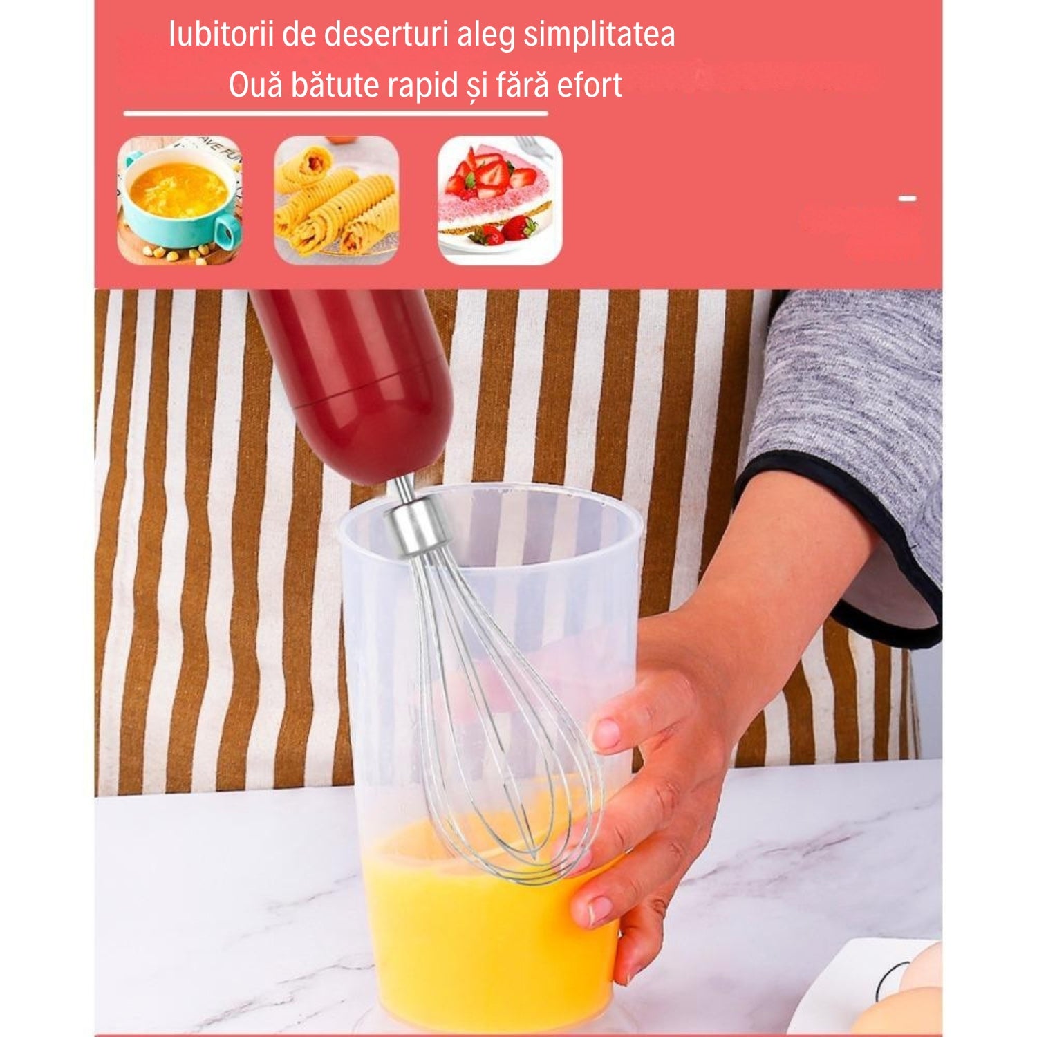 Blender de Mână 5-ÎN-1 Premium din Oțel Inoxidabil - Compact și Eficient