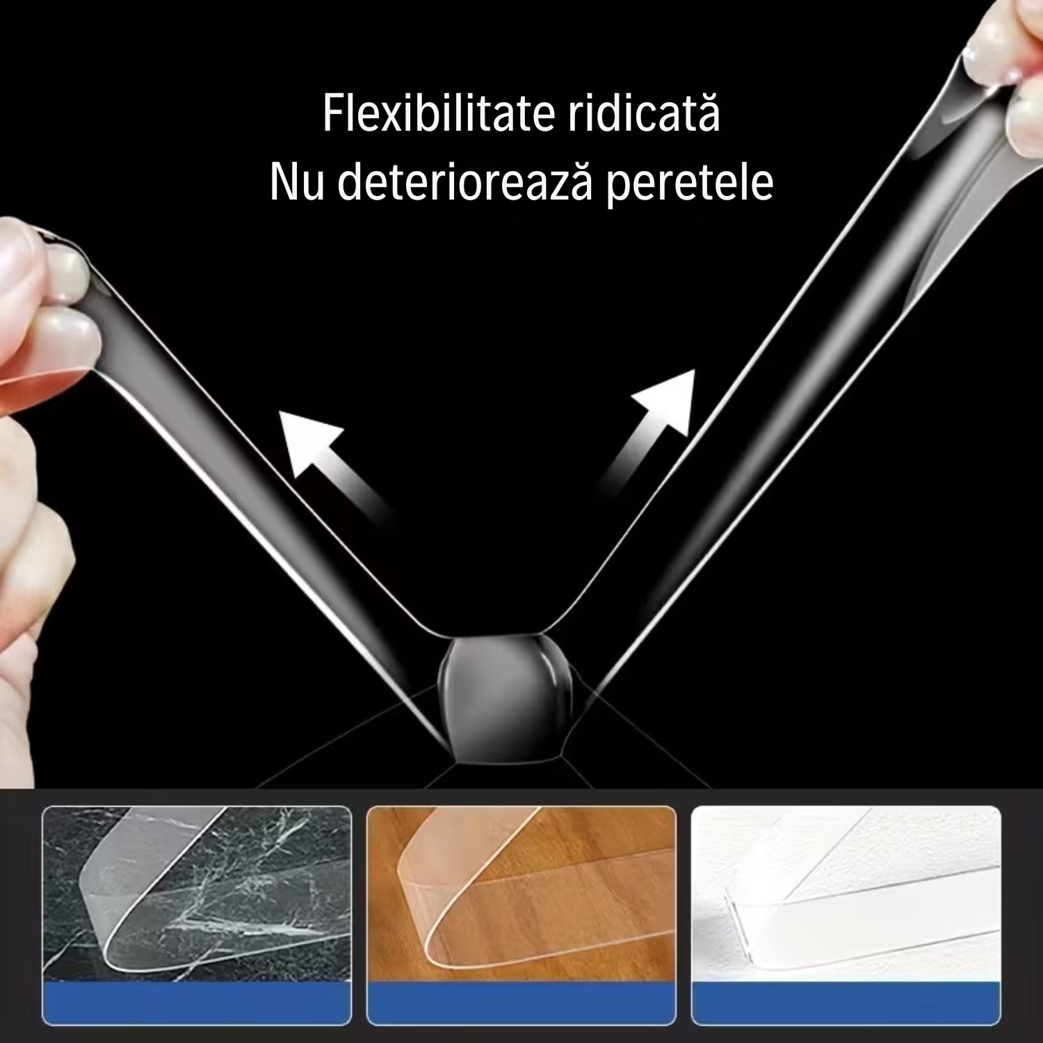 1+1 GRATIS! Bandă Dublu Adezivă 3M - Silicon transparent, Super aderentă și Reutilizabilă