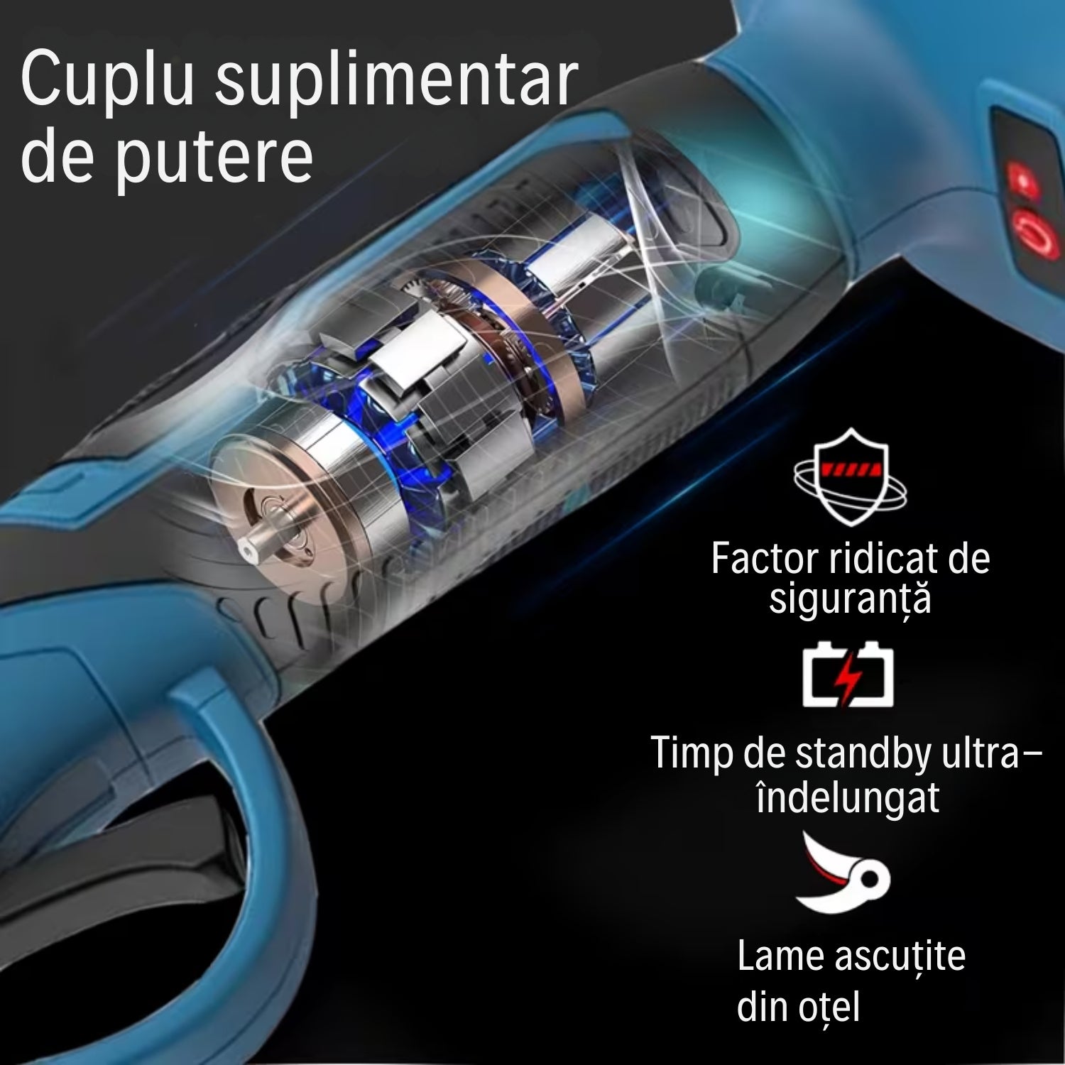 Foarfecă Electrică de Grădină cu 2 Acumulatori 48V și Încărcător OKBOONS