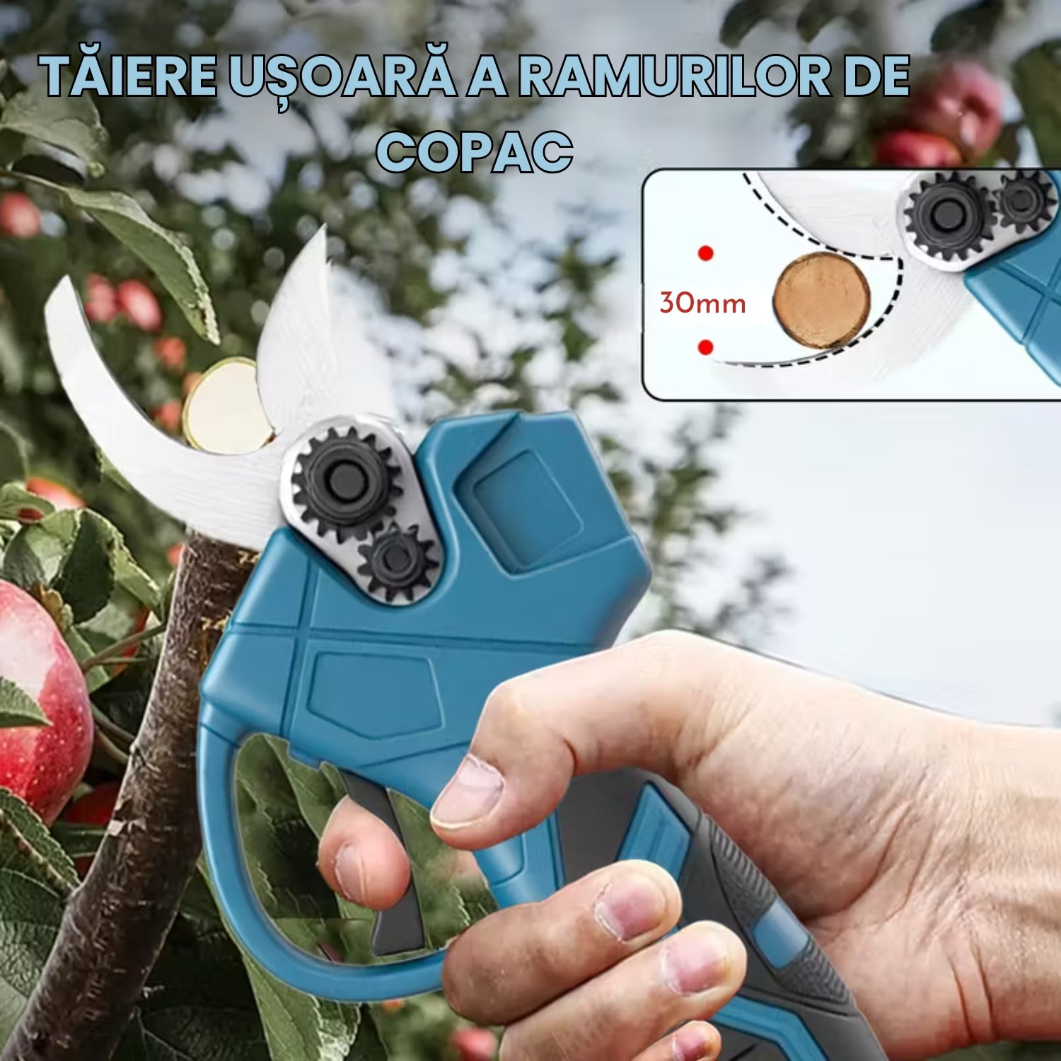 Foarfecă Electrică de Grădină cu 2 Acumulatori 48V și Încărcător OKBOONS