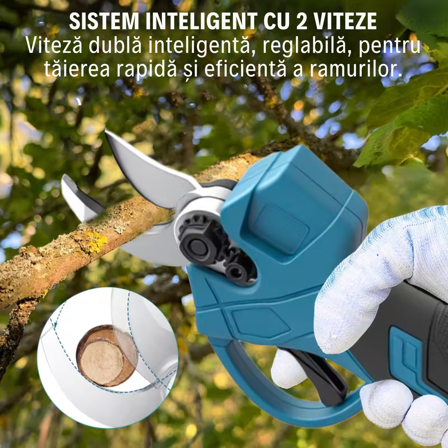 Foarfecă Electrică de Grădină cu 2 Acumulatori 48V și Încărcător OKBOONS