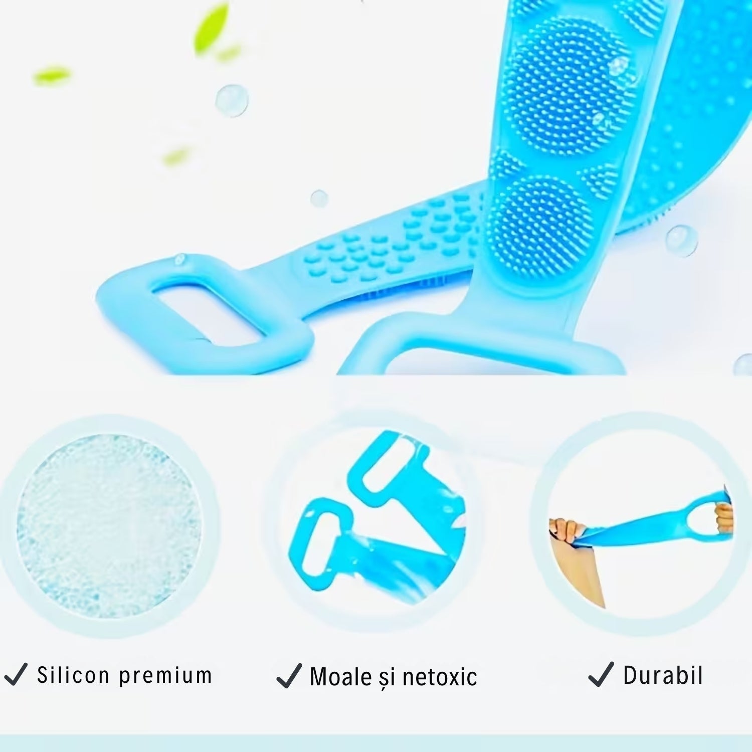 1+1 GRATIS! Perie pentru Spate din Silicon cu Două Fețe - Exfoliere și curățare delicată