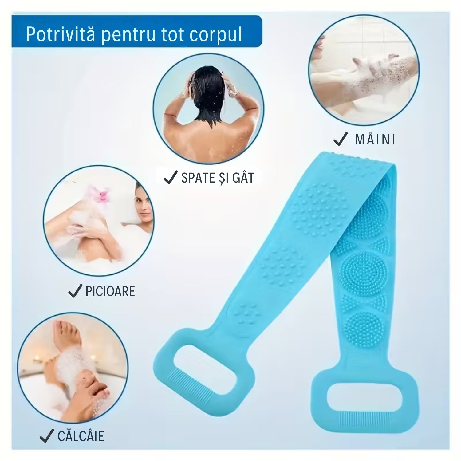 1+1 GRATIS! Perie pentru Spate din Silicon cu Două Fețe - Exfoliere și curățare delicată