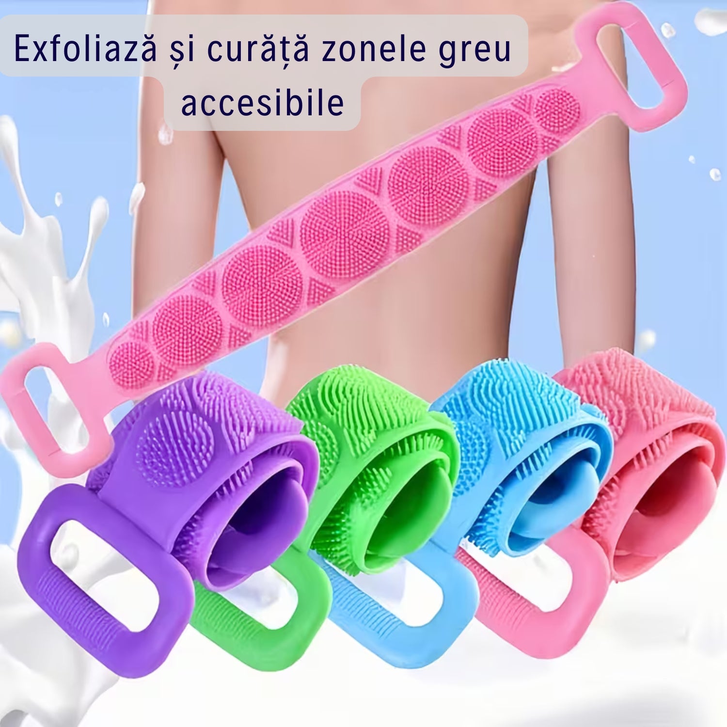 1+1 GRATIS! Perie pentru Spate din Silicon cu Două Fețe - Exfoliere și curățare delicată