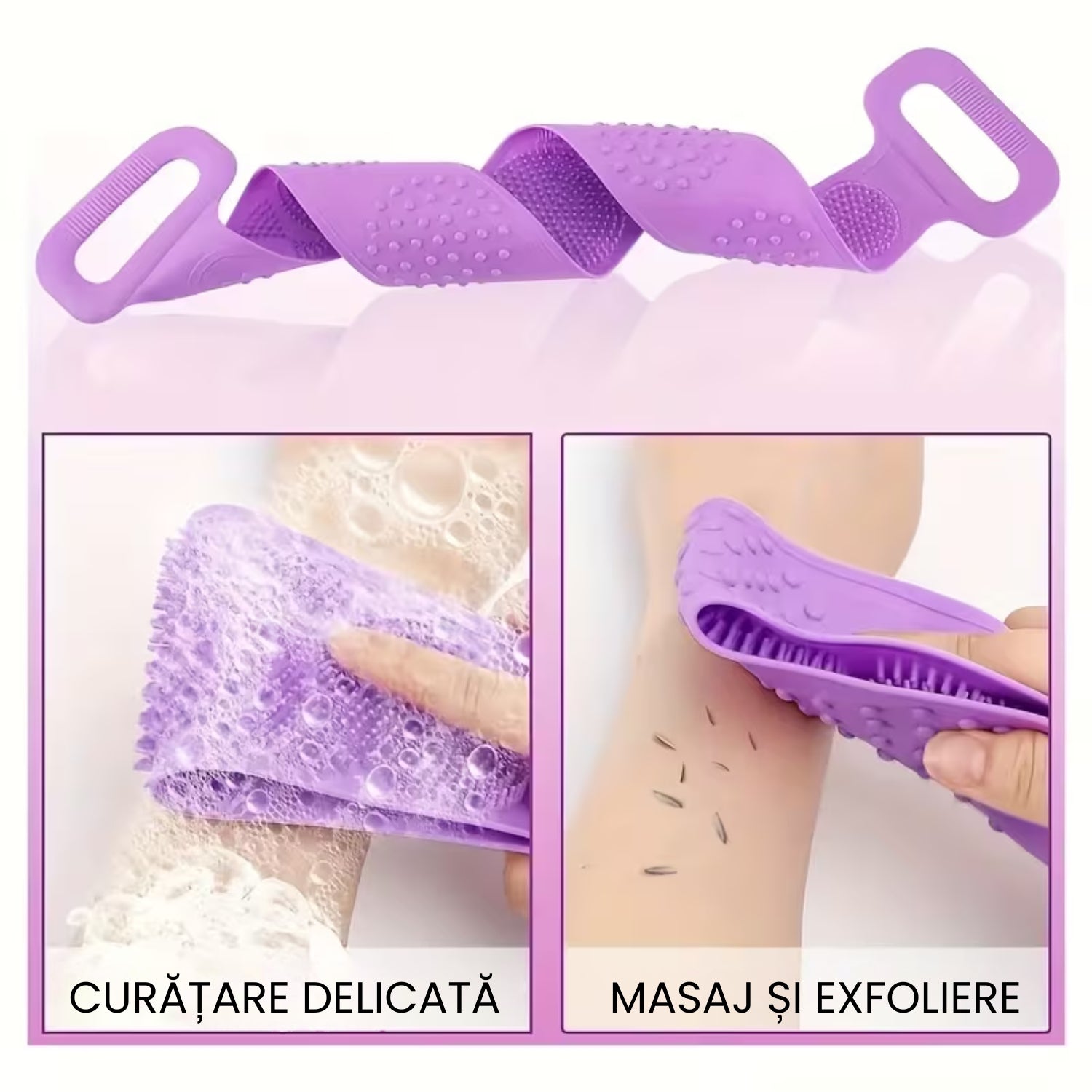 1+1 GRATIS! Perie pentru Spate din Silicon cu Două Fețe - Exfoliere și curățare delicată