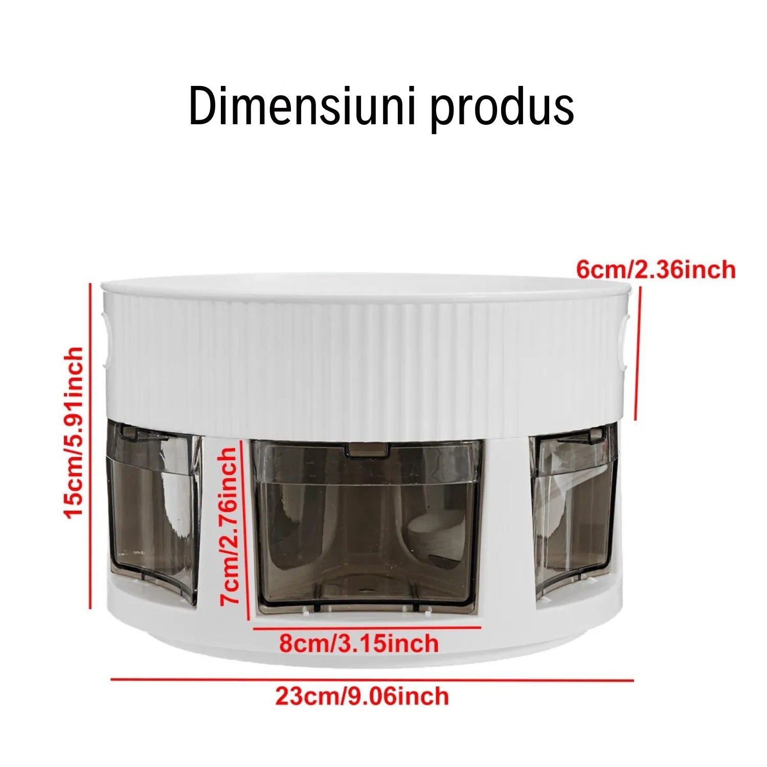 Organizator Rotativ pentru Bucătărie cu Sertare de Condimente și 4 Lingurițe + CADOU SURPRIZĂ