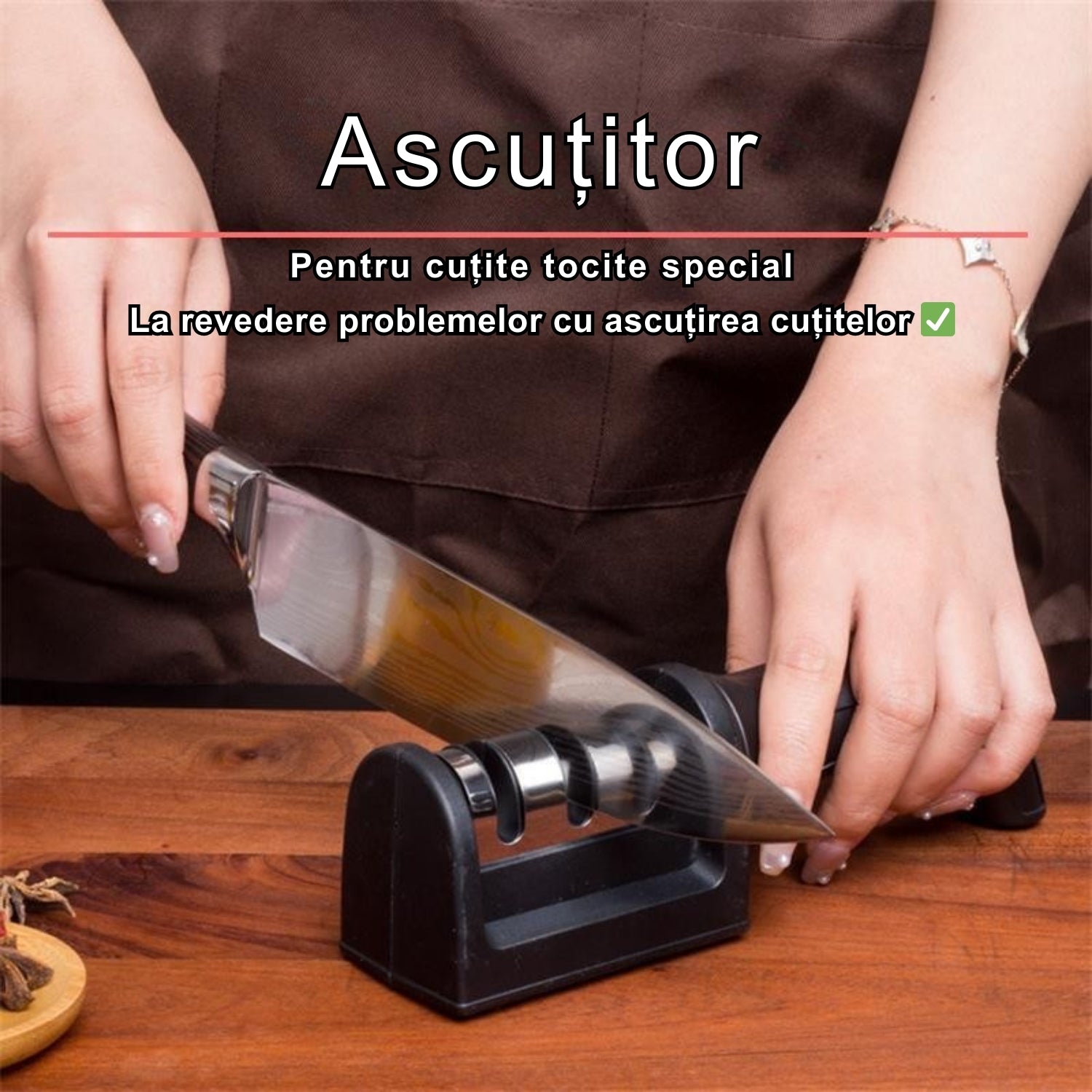 1+1 GRATIS! Ascuțitor din Oțel Inoxidabil de Cuțite 4-ÎN-1