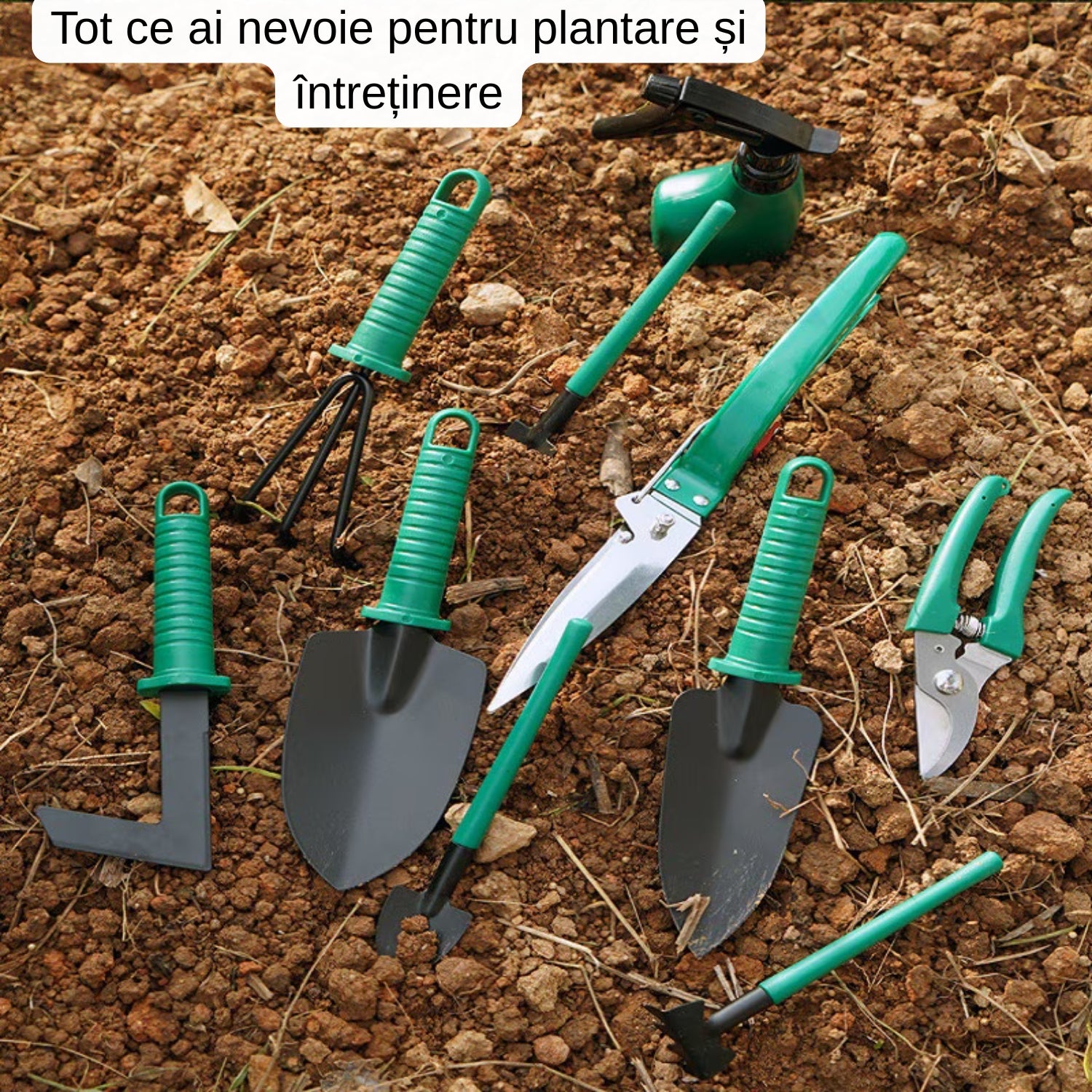 Kit Grădinărit 11 Piese - Accesorii Esențiale pentru Grădină și Ghivece