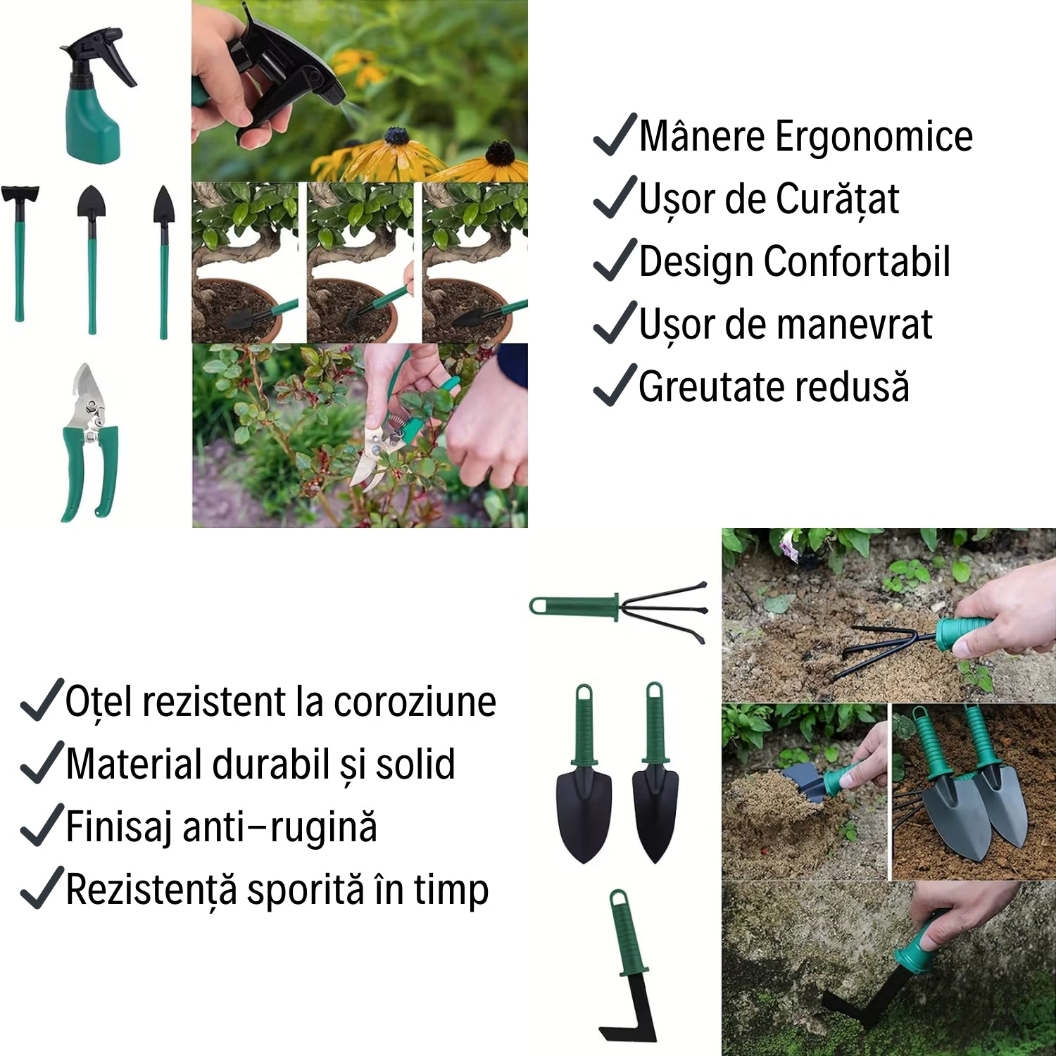 Kit Grădinărit 11 Piese - Accesorii Esențiale pentru Grădină și Ghivece
