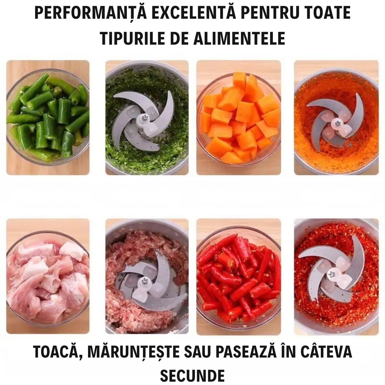 Tocător Profesional 1000 W cu Lame din Oțel Inoxidabil, Bol Inox 3L și 3 Viteze