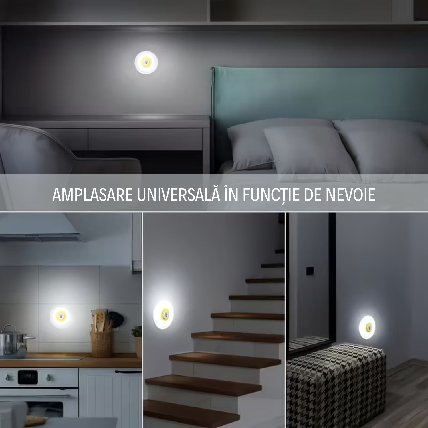 Set 3 Lămpi LED cu Telecomandă - Intensitate reglabilă, Timer & Autoadezive