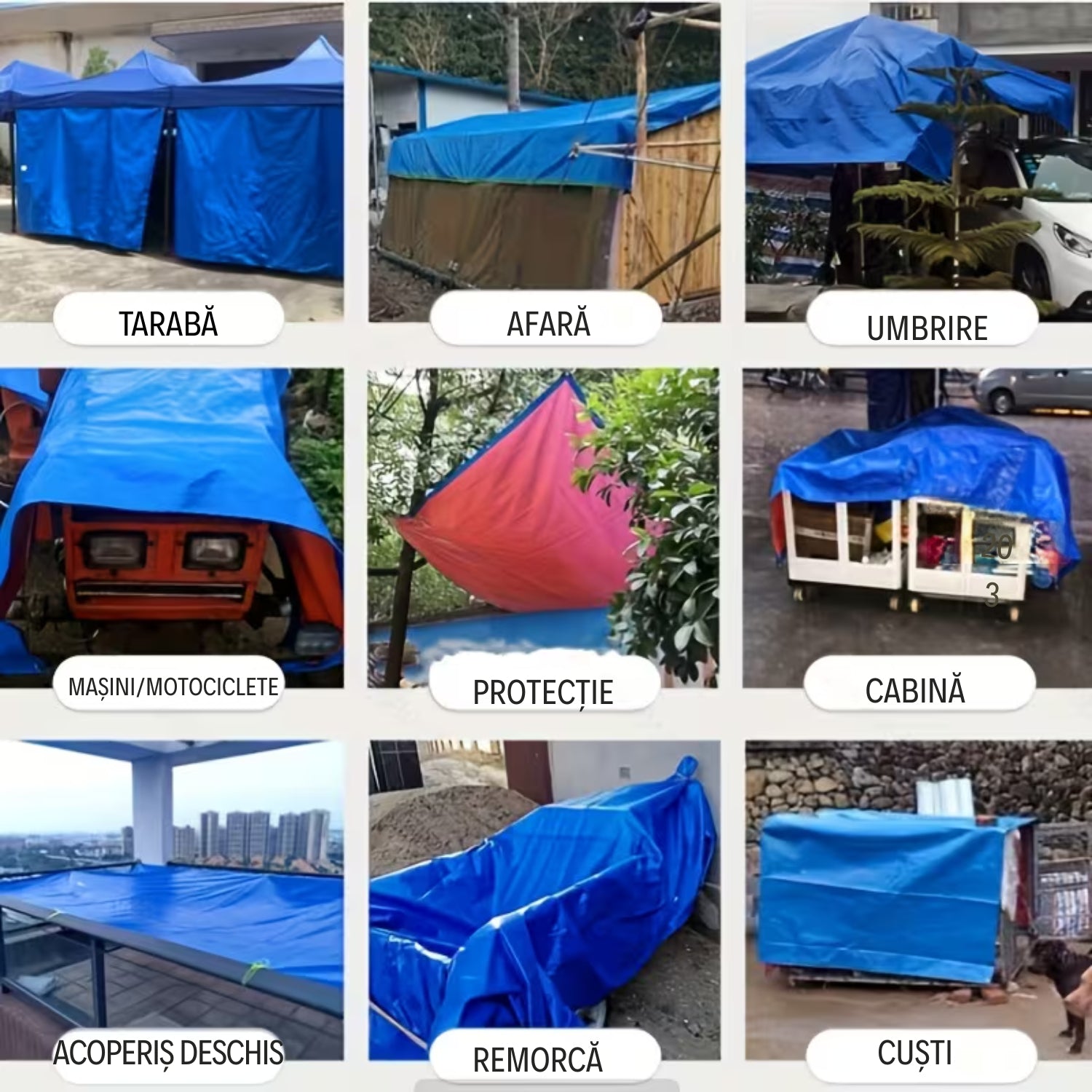 Prelată Impermeabilă și Rezistentă din Material Premium - Dimensiune: 4M x 6M