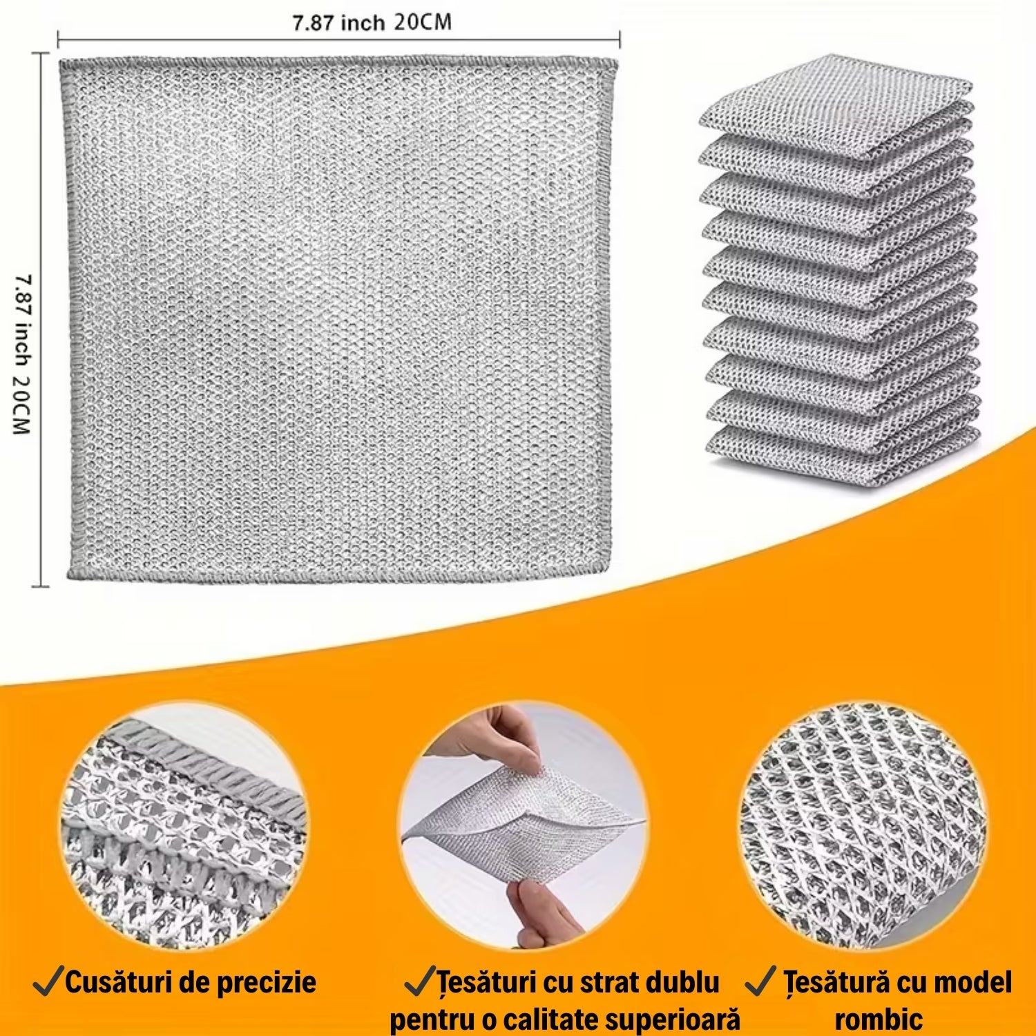 10 + 10 GRATIS Lavete Universale din Fibră Abrazivă cu 2 straturi - o parte fină, una dură