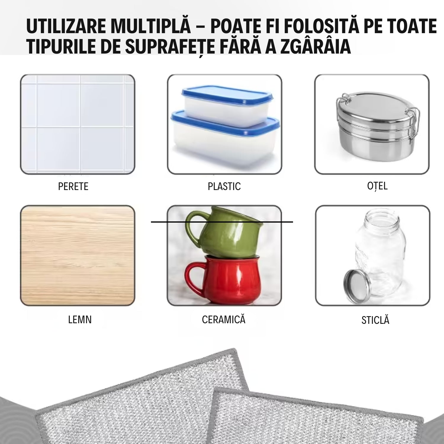 10 + 10 GRATIS Lavete Universale din Fibră Abrazivă cu 2 straturi - o parte fină, una dură