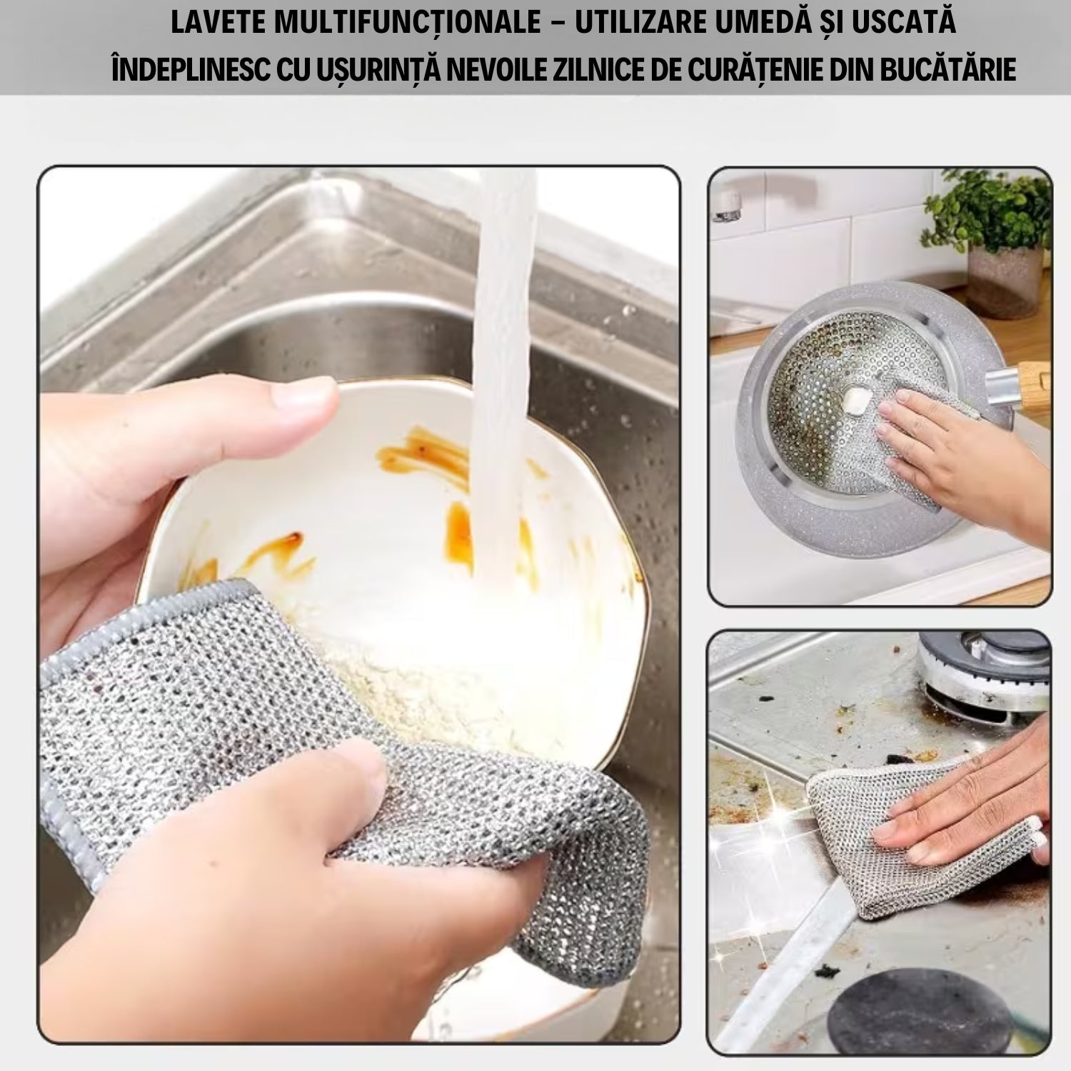 10 + 10 GRATIS Lavete Universale din Fibră Abrazivă cu 2 straturi - o parte fină, una dură