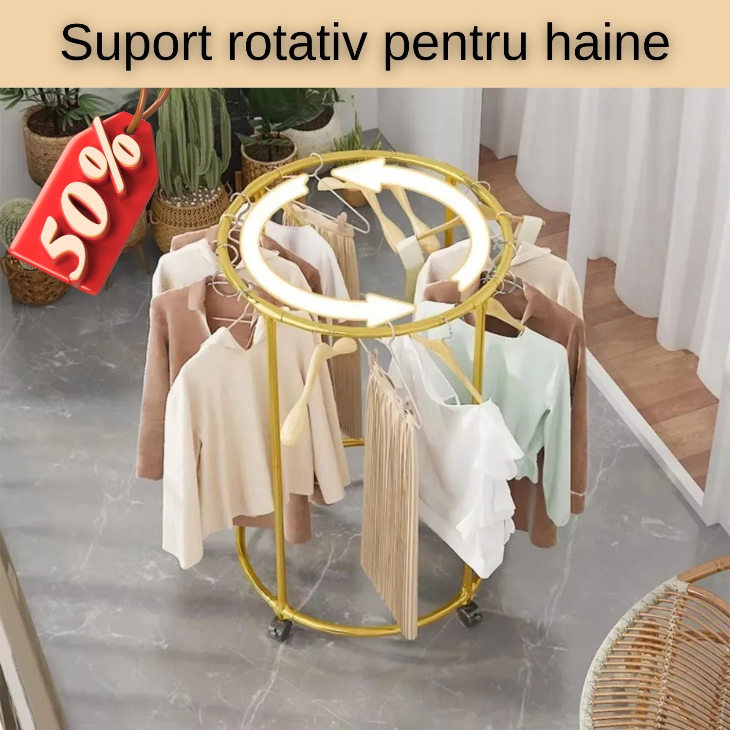 Suport rotativ pentru haine Design Luxury 130 CM X 75 CM