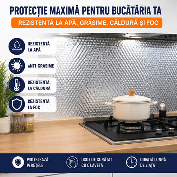 2+2 GRATIS! Rezistă la apă, căldură, pete și foc! Folie Autoadezivă din Aluminiu 60 × 300 cm