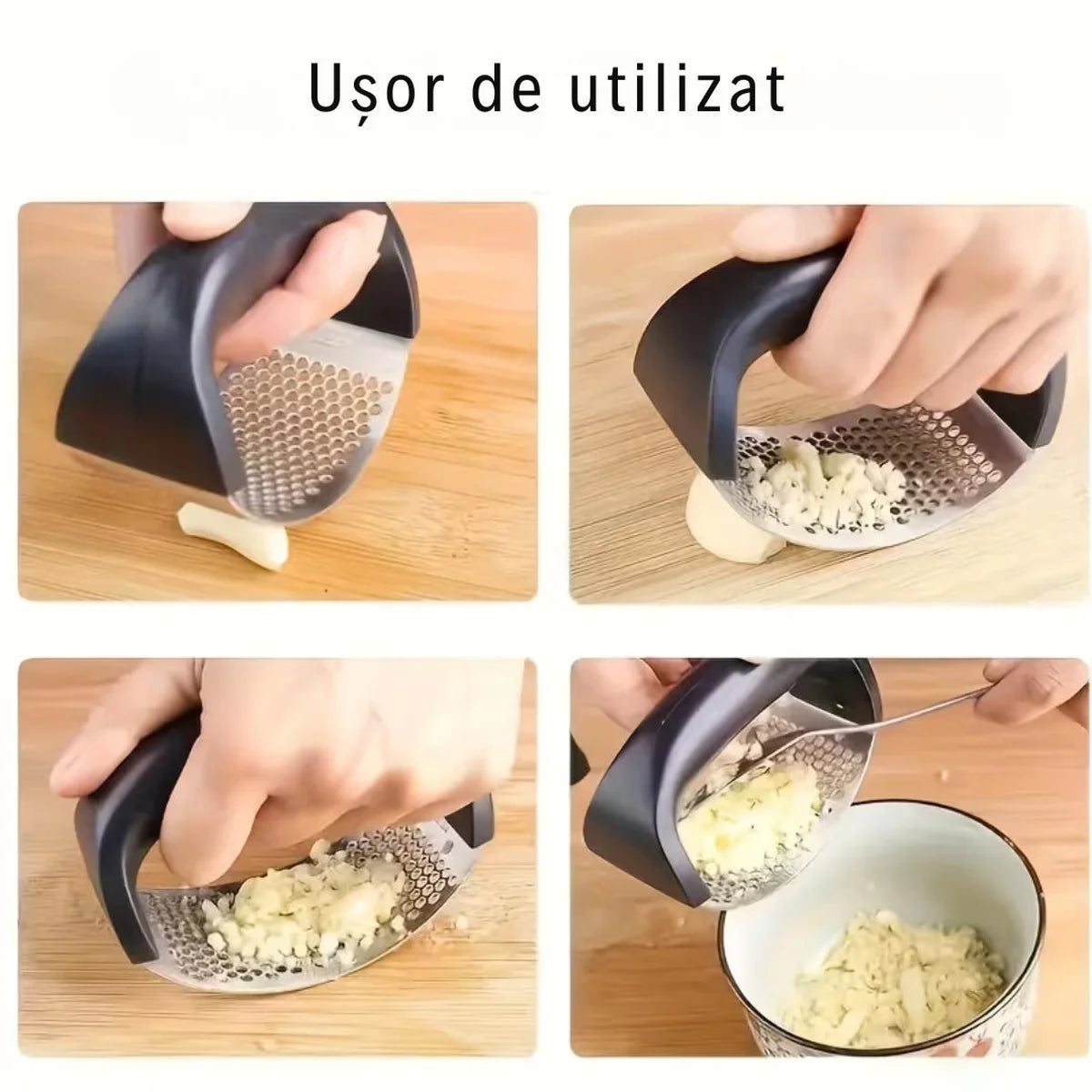 1+1 GRATIS! Presă Zdrobire Usturoi Oțel Inoxidabil - Simplu și Rapid