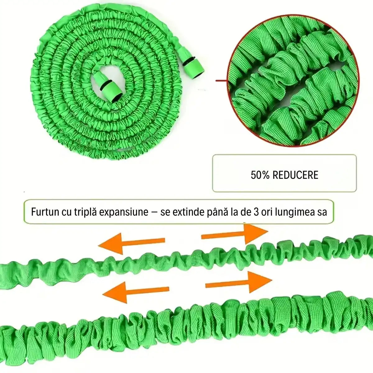 Furtun extensibil 30m sau 65m cu Pistol de Udare - 7 Moduri de Stropire -