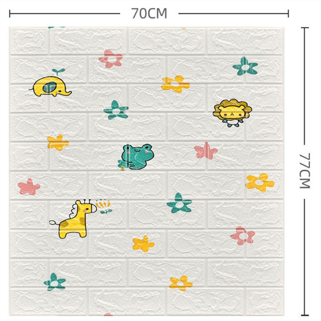 Set 5 Plăci Tapet 3D Cu Model ZOO Ce Imită Cărămida Cu Dimensiuni 70CM Lațime 77CM Înălțime