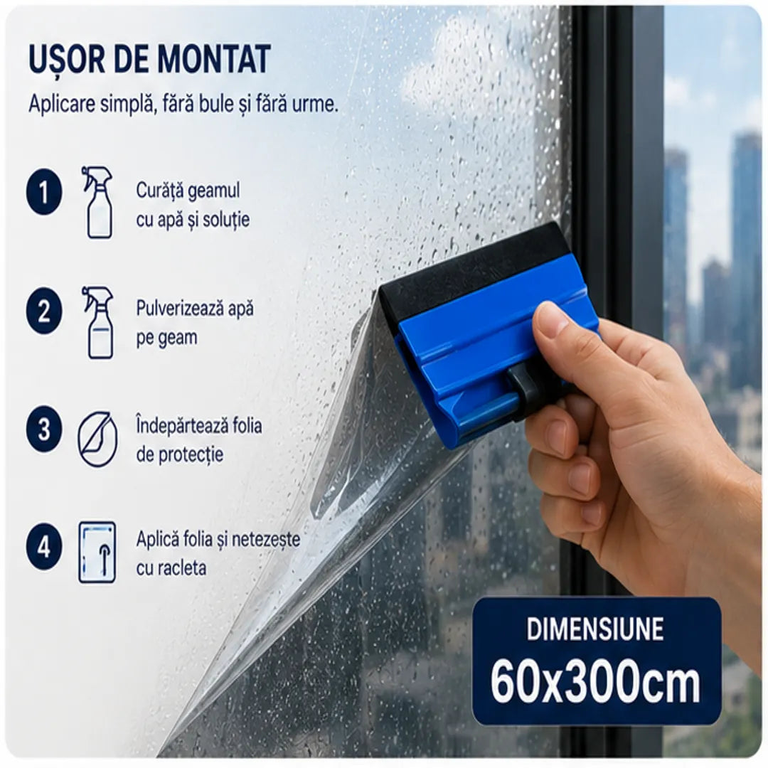 1+1 Gratis! ☀️ Mai Multă Intimitate și Răcoare – Folie Geam Tip Oglindă cu Protecție UV