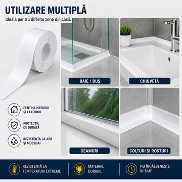 2+2 GRATIS! Protecție de lungă durată împotriva apei! Bandă de Etanșare Adezivă Impermeabilă și Antiscurgere – 3,8 cm × 3,2 m