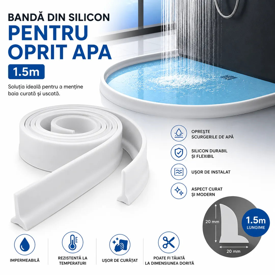 Spune Adio Bălților de Apă – Bandă din Silicon pentru Oprirea Apei 1.5M
