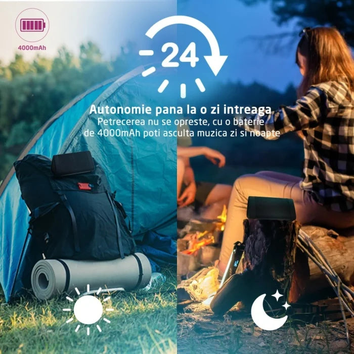 Boxă Portabilă Bluetooth 4000mAH, Lumini RGB Conexiune USB, Auxiliar, Card SD, Radio, 30W