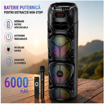 Petrecerea începe instant cu bass puternic și lumini RGB – Boxă Portabilă 95 cm 220W cu 3 Difuzoare de 20 Cm, Microfon și Telecomandă