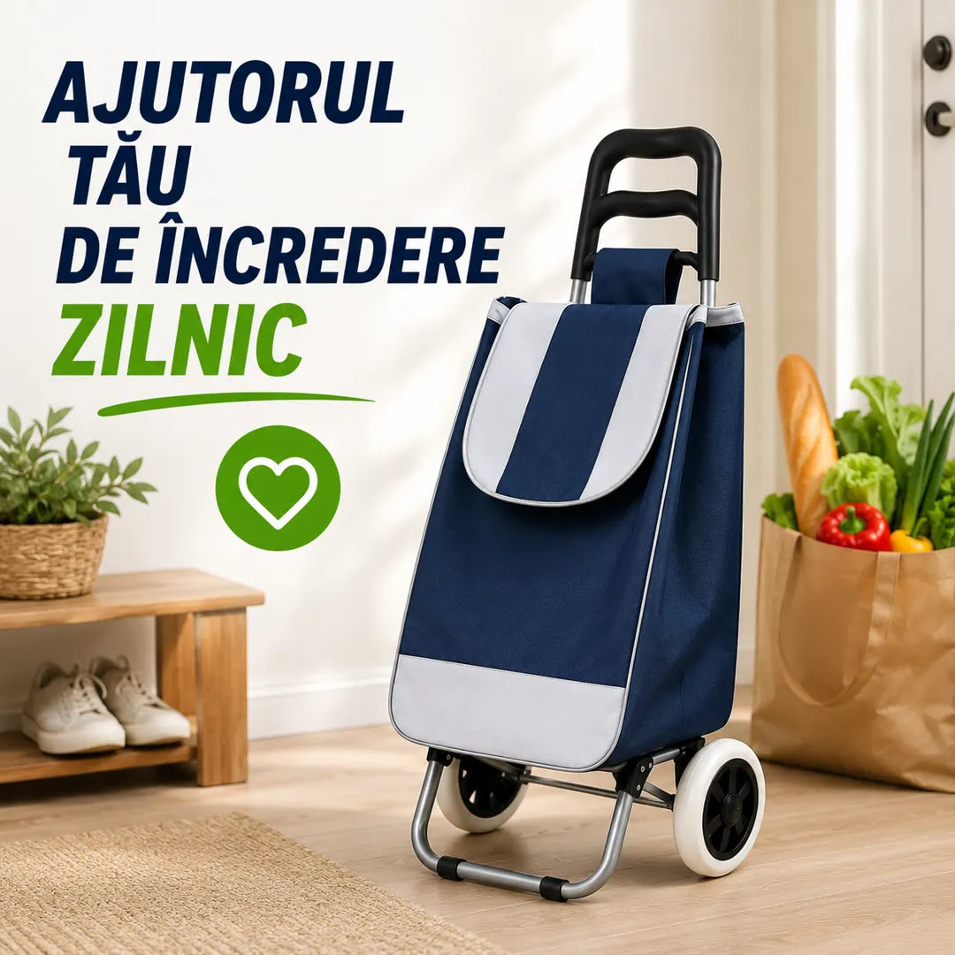 🛒 Reduci Efortul, Nu Cumpărăturile – Cărucior de Cumpărături 25L