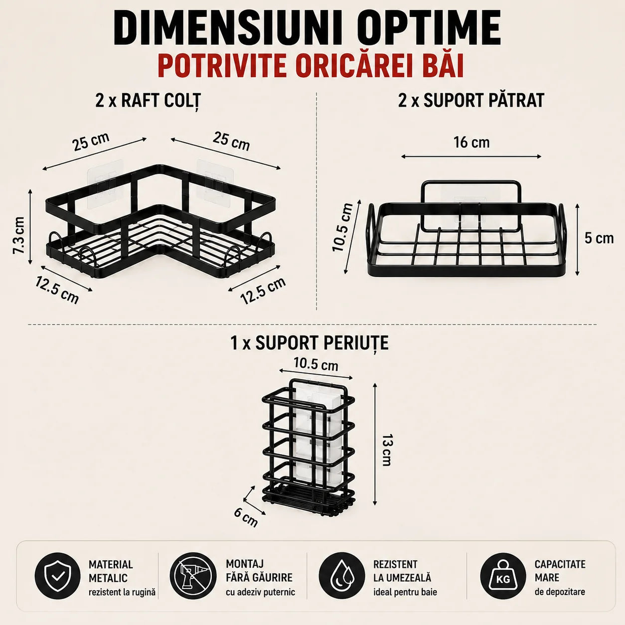 Set 5 Rafturi de Perete – Organizare Maximă Fără Găurire