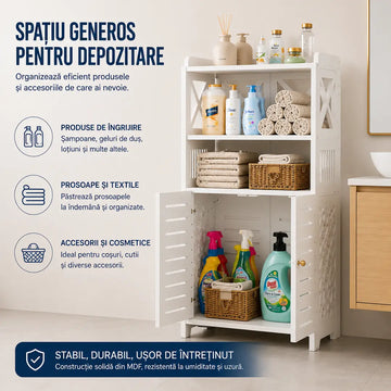 Spațiu Generos de Depozitare Într-un Design Compact – Dulap Baie din MDF