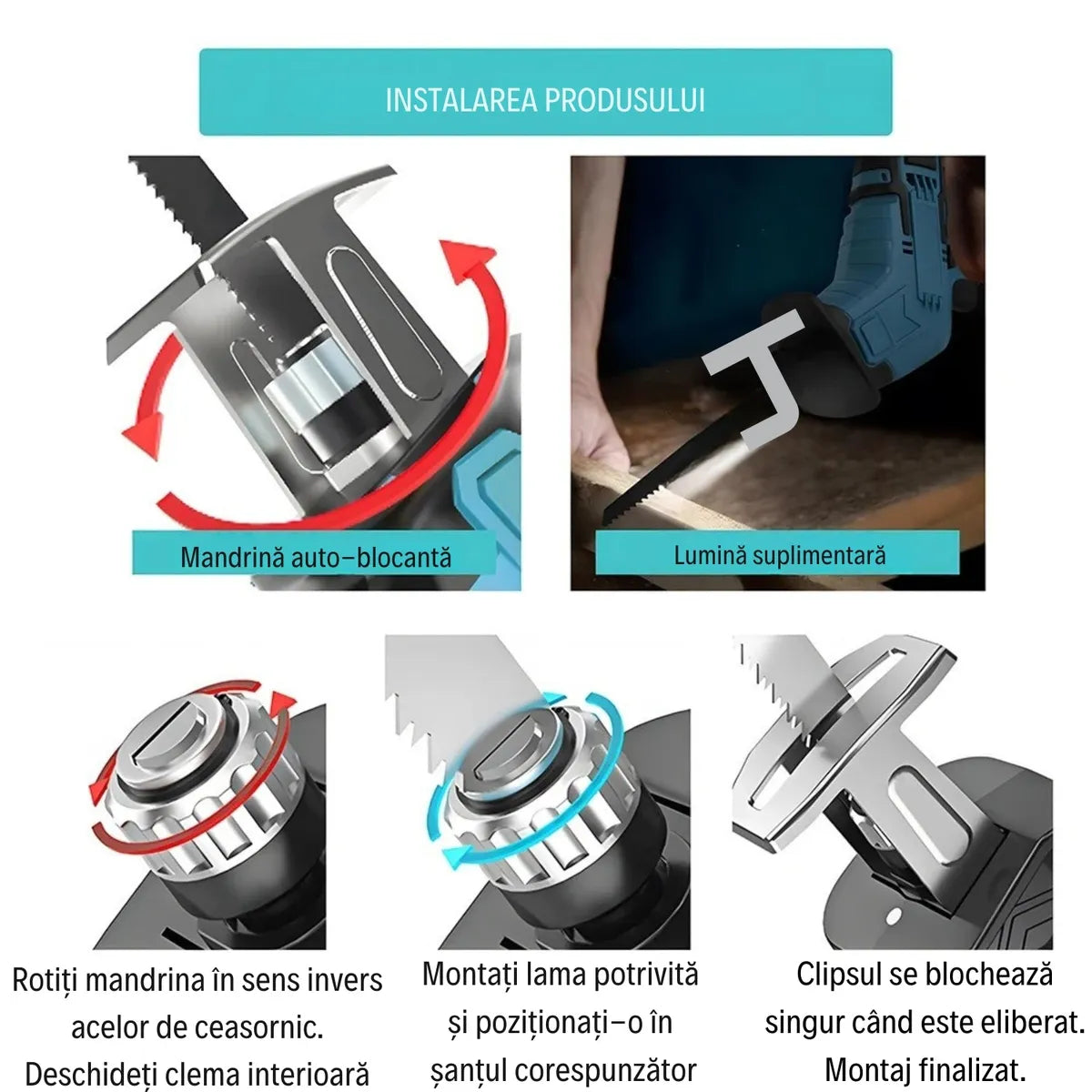 TAIE METAL, LEMN ȘI OASE-Fierăstrău sabie portabil (2 baterii 48V Incluse + 5 lame cadou )